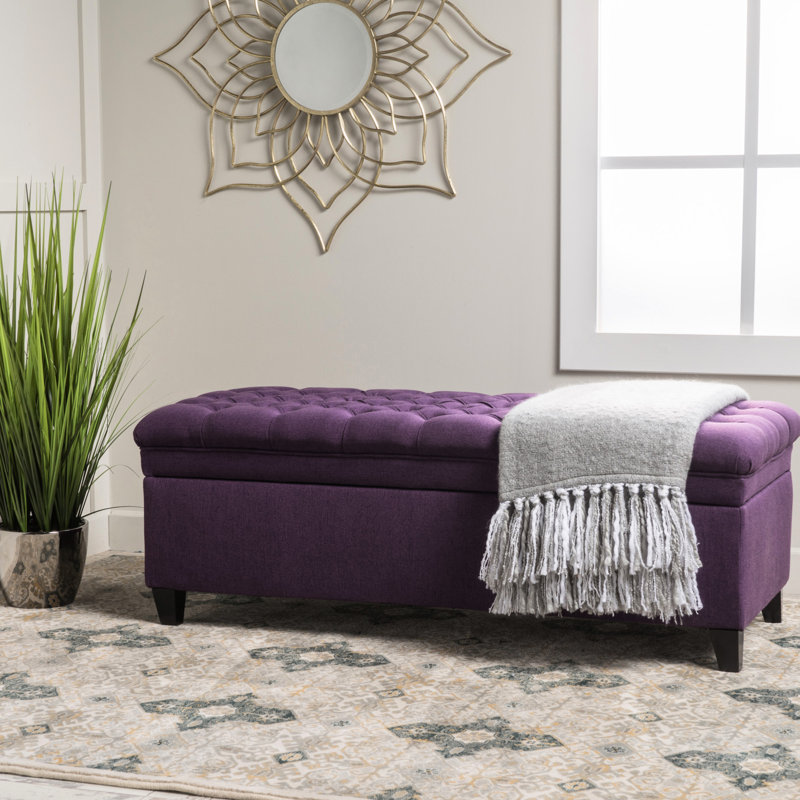 Repose-pieds avec rangement, banc, Mauve