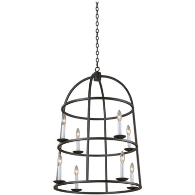 Lustre en fer noir Wickenburg 12 LT Kalco
