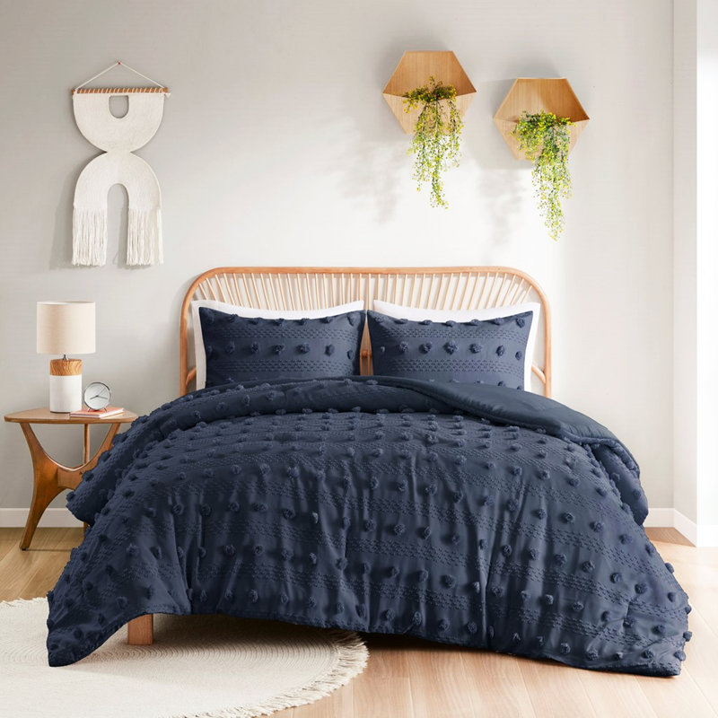 Édredon en microfibre douce, bleu marine, Édredon pour lit double et 2 pièces supplémenta, Marine