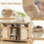 Buffet 52 po en rotin avec rangement, armoire de cuisine de ferme avec tiroir, armoire à café en bois Boho avec tablettes ouvertes