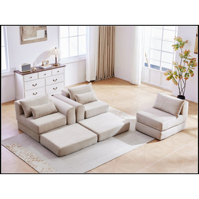 Ensemble de canapé modulaire rembourré, ensemble de canapé de salon modulaire en forme de L de 100 po avec 5 coussins, canapé-lit bricolage pour salon, appartement, chambre à coucher