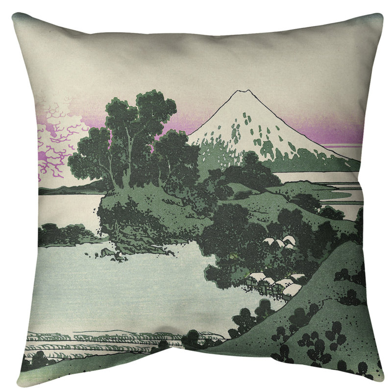 Square Pillow Cover & Insert, Down Alternative, Green/Pink, 14" x 14"