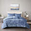 Housse de couette double / grand en velours bleu pervenche avec coussin - attrait luxueux