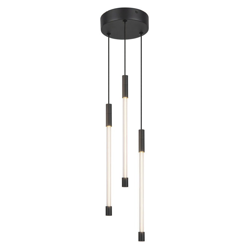 Motif 3 - Light LED Pendant, Black, 13" H x 5.5" W x 5.5" D