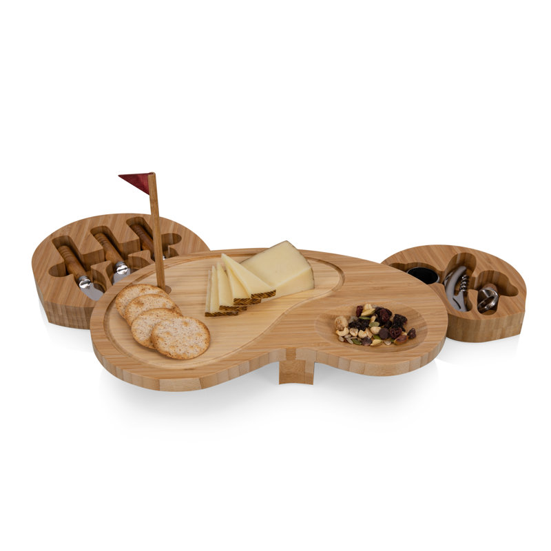 Bamboo Golf-Themed Cheese Board and Tool Set, 8 Piece