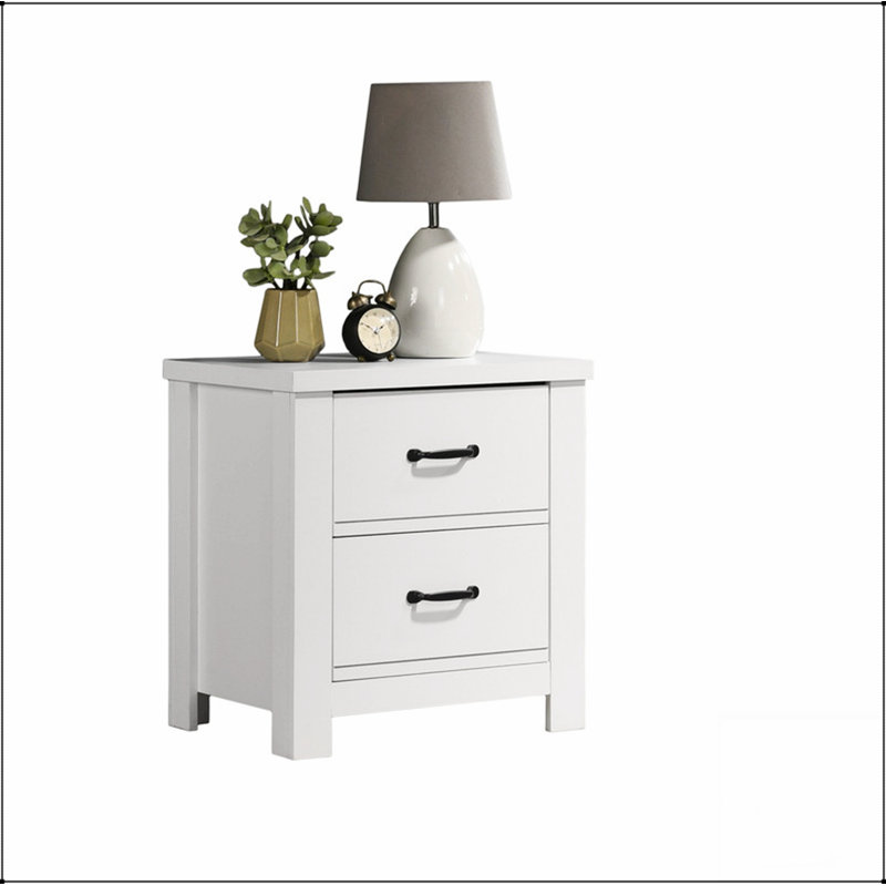 Table de chevet compacte à 2 tiroirs, élégante et durable pour un décor moderne, peu encombrante