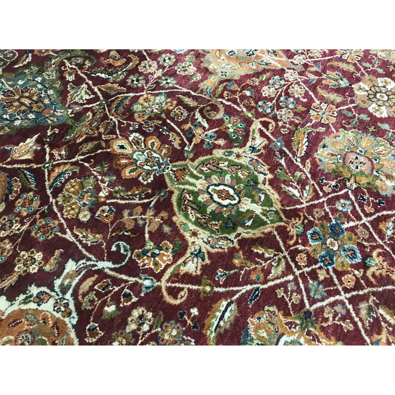 Tapis rouge et bleu noué à la main de haute qualité