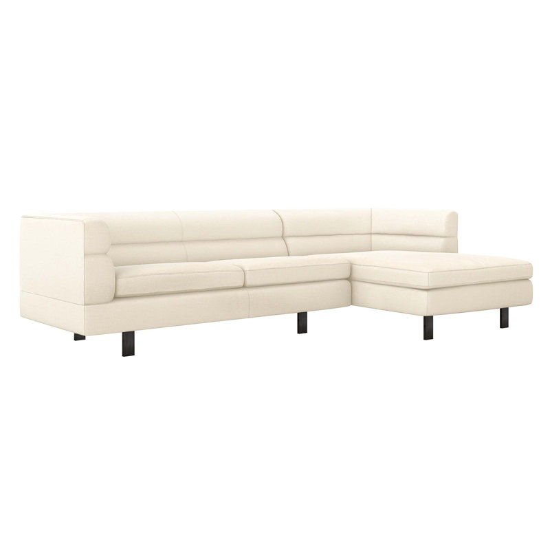Ornette Upholstered L-Shaped Sectional, Right Hand Facing, Fresco 100% Polyester, Black
