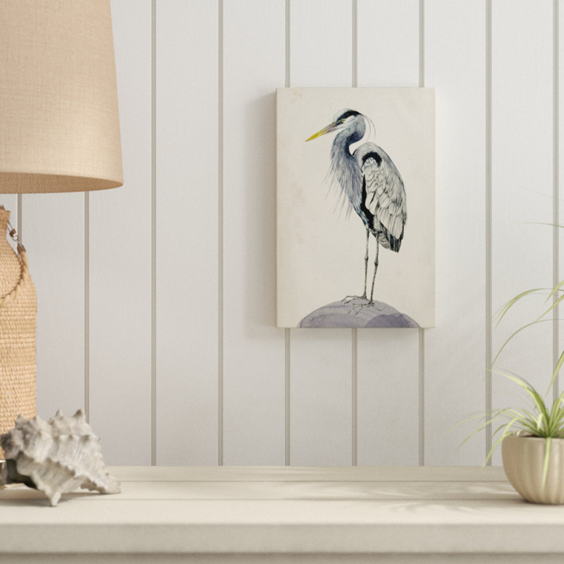 «Blue Heron Rendering II», peinture sur toile, H 12 po x l 8 po