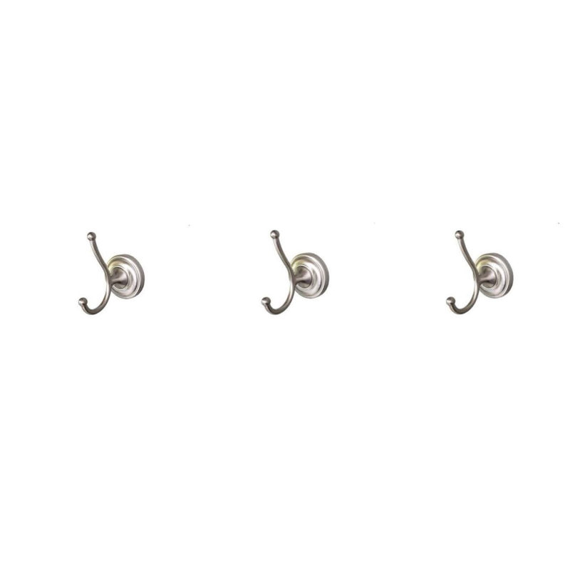 Ensemble de 3 patères doubles Edgerton Collection, Nickel brossé