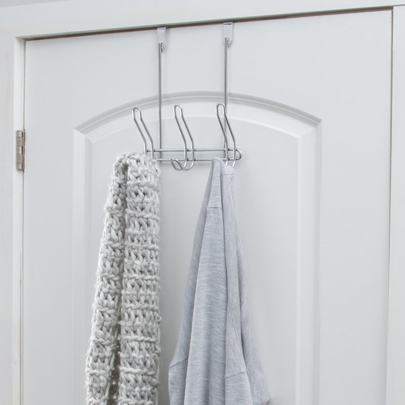 Chrome Compact Over The Door 6 Hook Rack