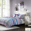 Lit simple / simple TG - literie mauve à imprimé global et coussins moelleux avec décor de couleur