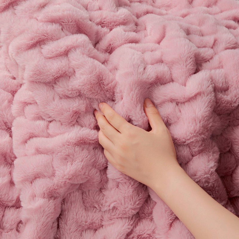 1 PC 50X60" Ruched Throw, Pink
