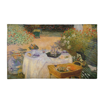 Tapis vert/rouge/mauve zone repas