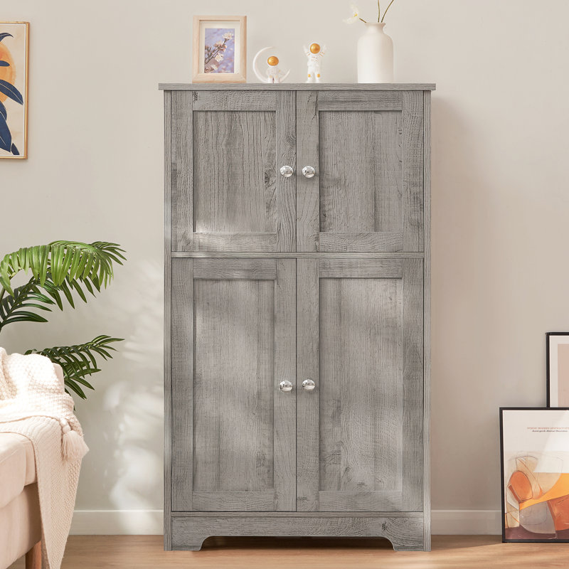 Armoire de rangement Jussiah avec 4 portes et tablette réglable, Gris