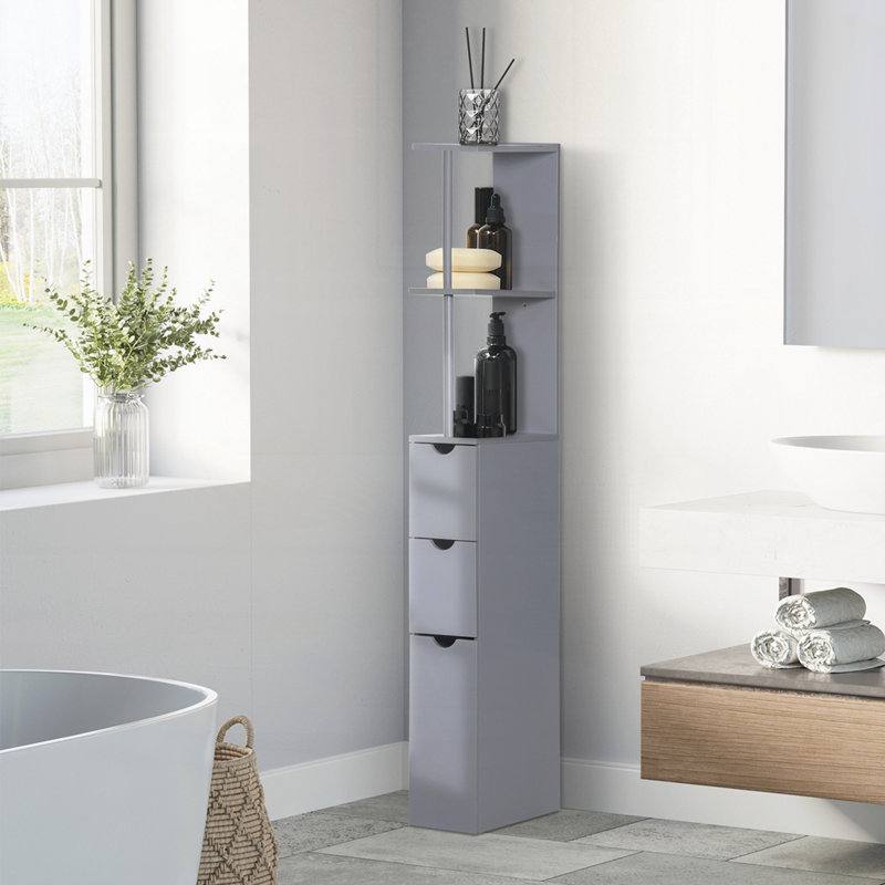Grande armoire de rangement pour salle de bain, Gris
