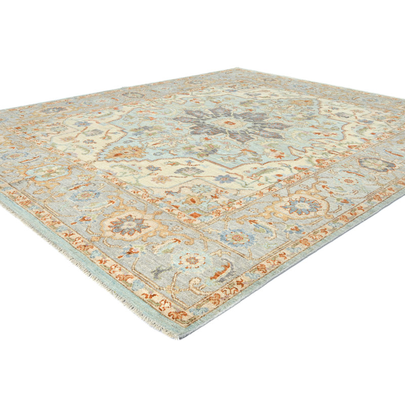 Tapis oriental floral 10 x 10 po fait à la main Floral Oushak Peshawar