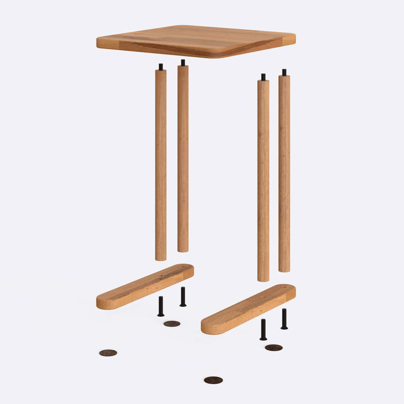 Stark C Table, Solid Wood C-Shaped Side Table for Couch, Living Room and Bedroom