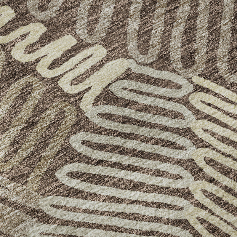 Premium Machine Washable Prisco Chocolate Rug, Rectangle 2'6" x 3'10"