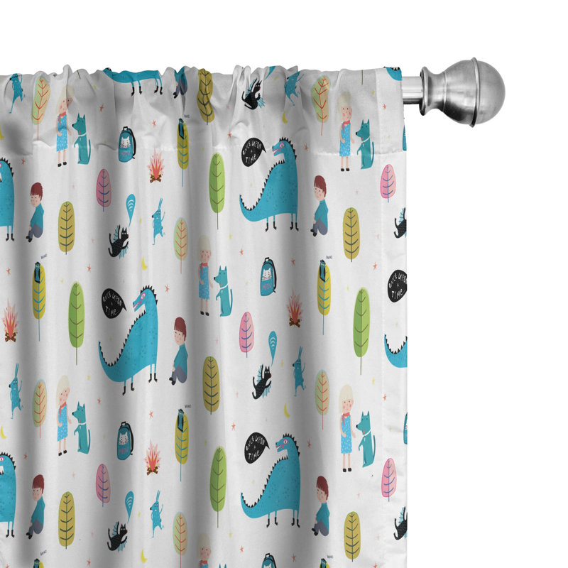 Dragon Semi-Sheer Rod Pocket Curtain Panels, 28" x 63"