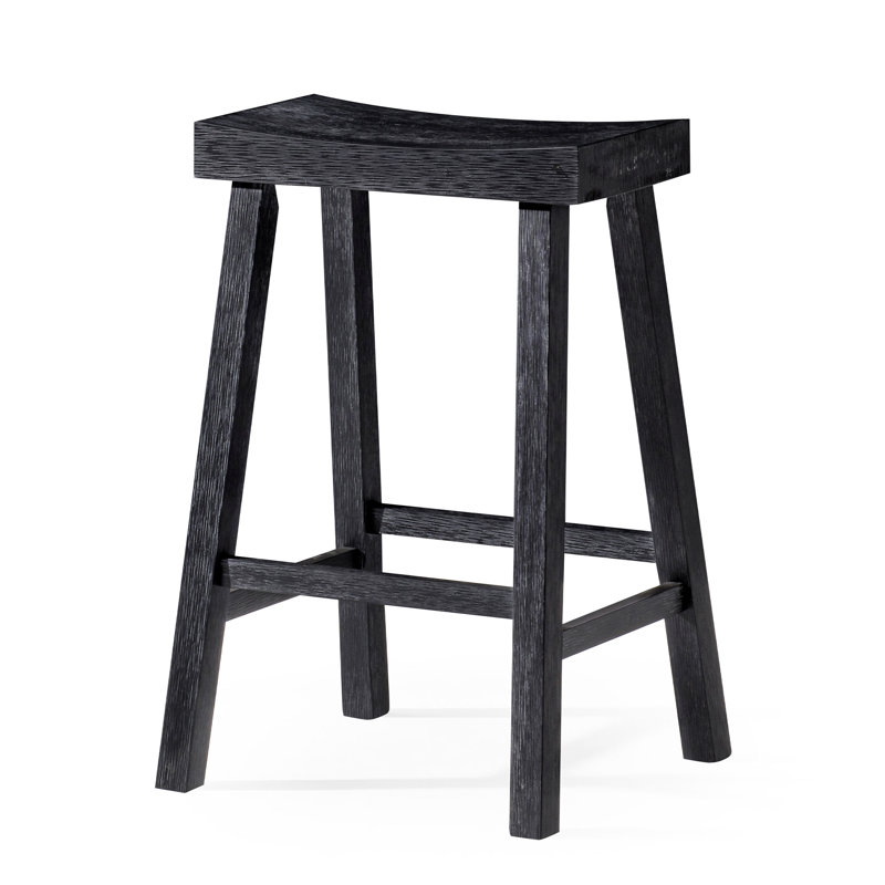 Maven Lane Vincent Wooden Kitchen Stool, Antiqued Black, Counter Stool ( 26" Seat Height )