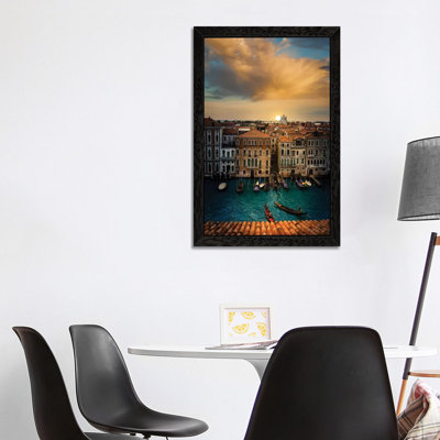 Sunset in Venice 1 Piece Floater Frame Wall Art on Canvas