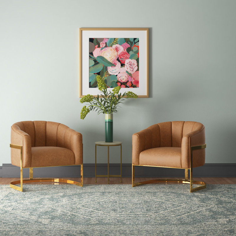 Fauteuil demi-tonneau rembourré l 30 po Romy, Polyester brun