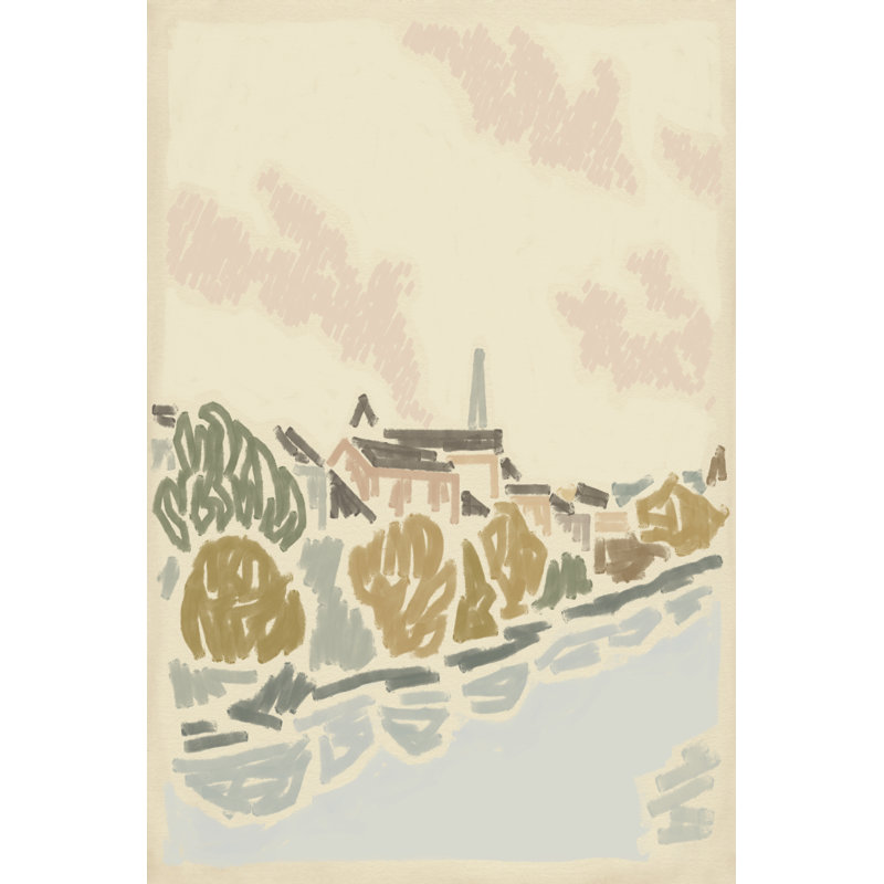 Paysage De Poitiers I by Jacob Green - Painting on Canvas, 46cm H x 30cm W, Black Floater Framed