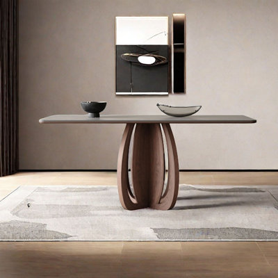 Geometric Rock plate Table with Oak Legs