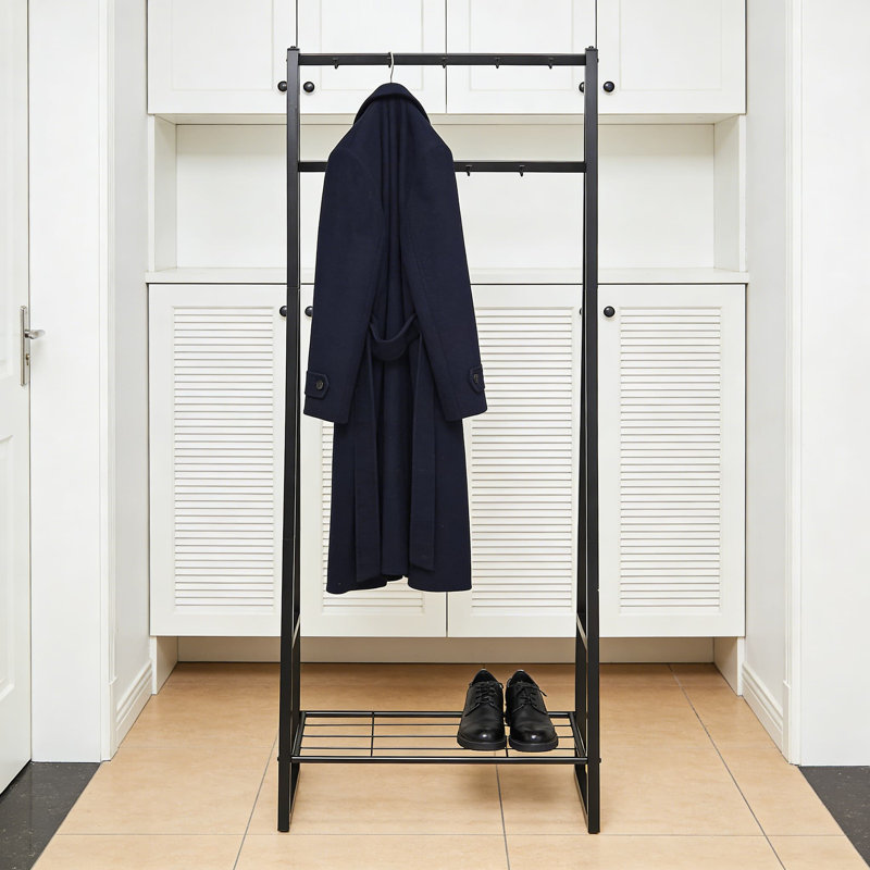 Space-Saving Entryway Organizer With 9 Hooks And Metal Shelf - Hall Tree Coat Rack With Shoe Storage Bench For Entryway, Hallway, Or Bedroom
