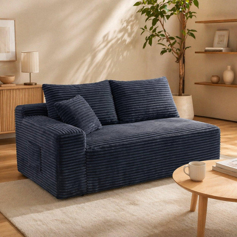 Canapé modulaire gris en velours côtelé, fauteuil d'appoint sans accoudoirs pour salon, Gris