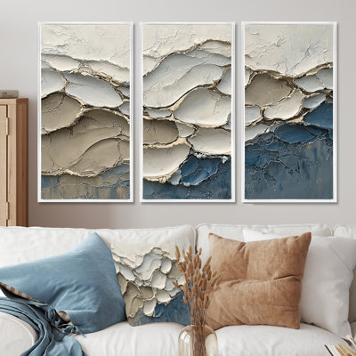 «Abstract Collages Coastal Waves Flow I», ensemble de 3 collages abstraits