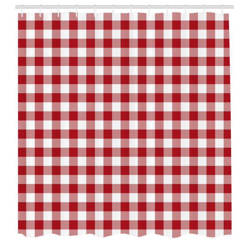 Anwan Plaid Shower Curtain with Hooks Included, 84"H x 69"W