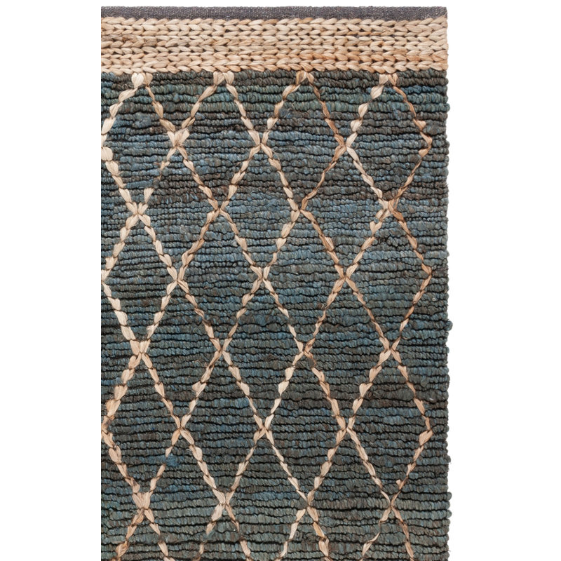 Tapis géométrique en jute / coton tissé à la main Alejo, Rectangle 9 pi x 12 pi