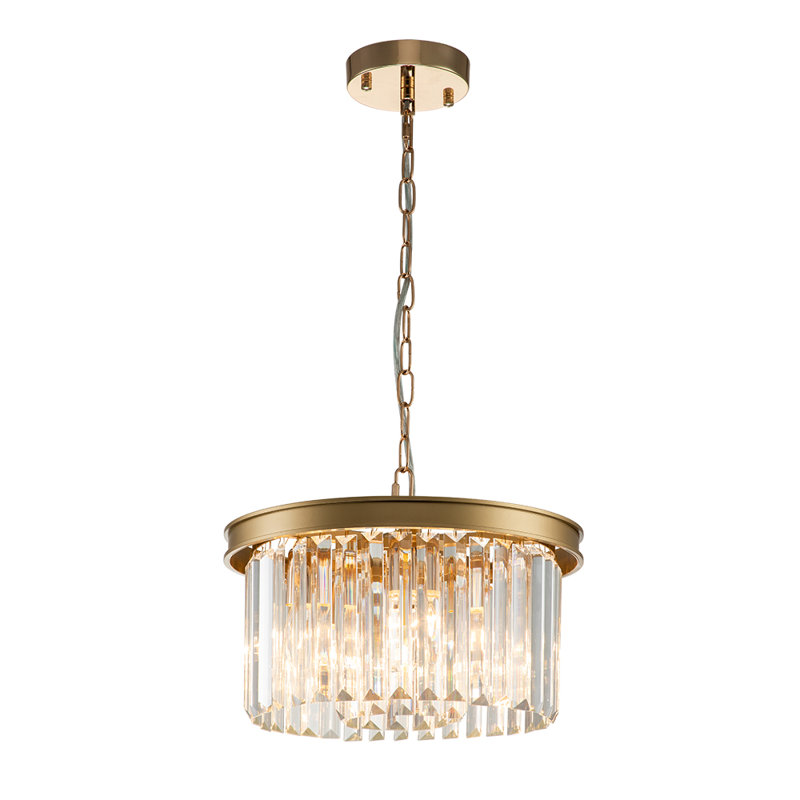 Odwyer 5-Light Gold Modern Drum Pendant Crystal Chandelier