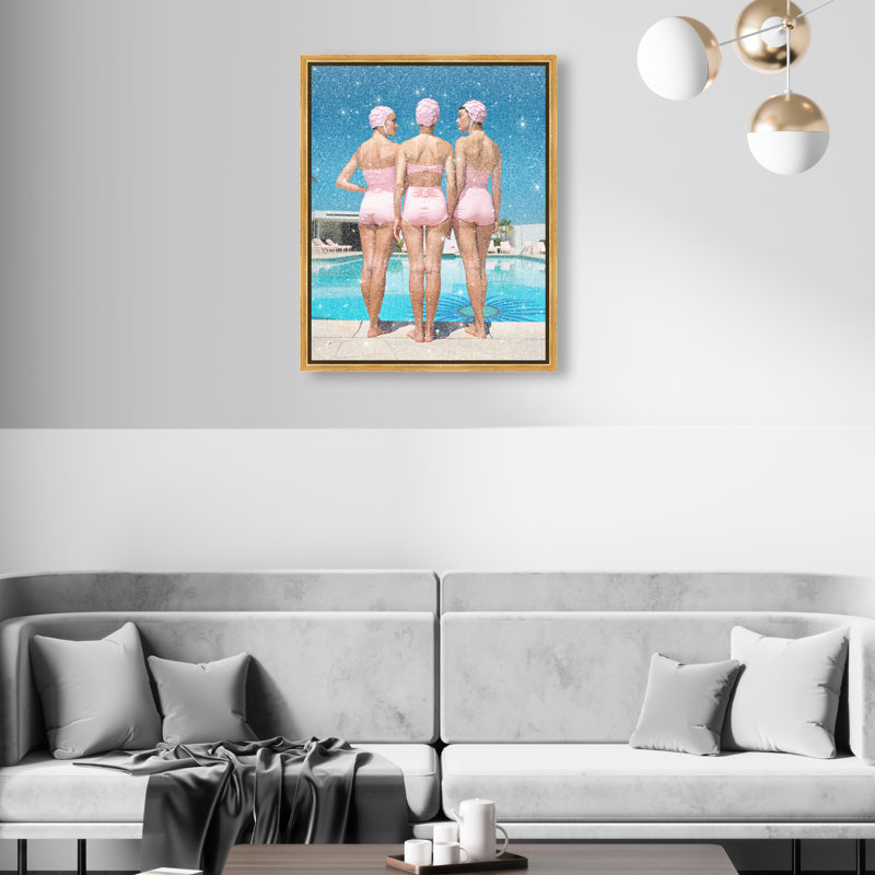 Pool Edge Canvas Fashion Print by Oliver Gal, Black Frame, 16 x 20, 21"H x 25"W, Gold Floater Frame
