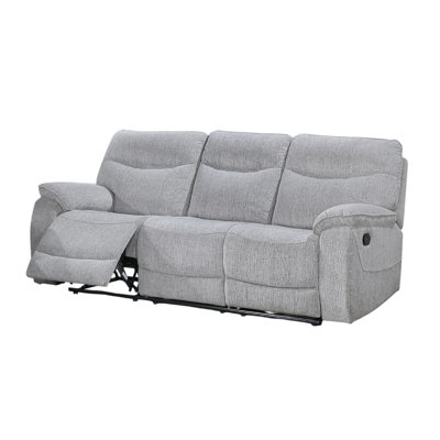 Chela Manual Reclining Sofa, Pillow Arms, Mist Gray Polyester, 84 Inch