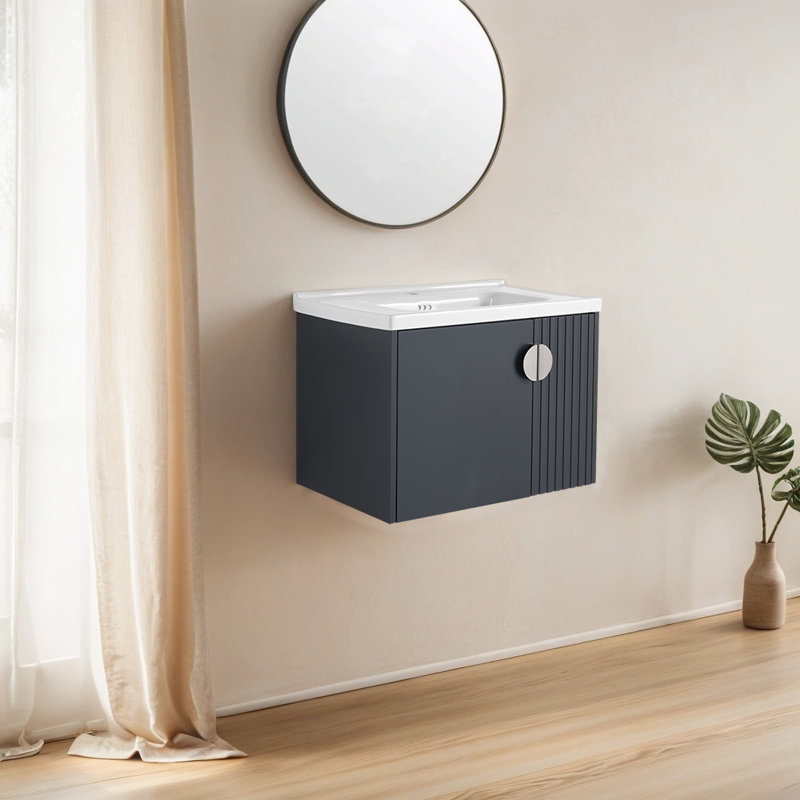 Meuble-lavabo simple 28 po avec comptoir en céramique 28 po, Noir