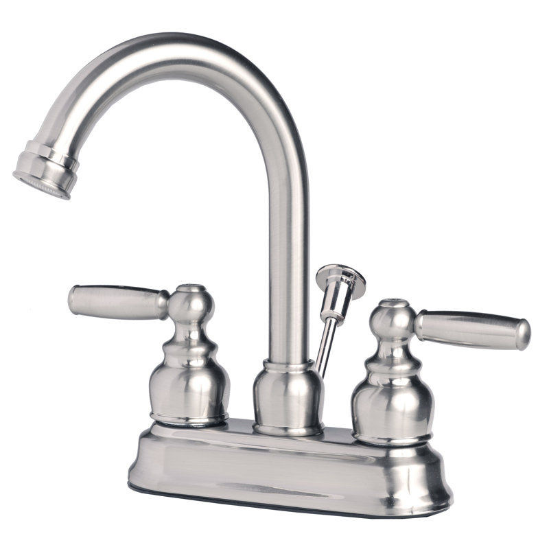 Two Handle Centerset Lavatory Faucet with Drain Assembly, Brushed Nickel