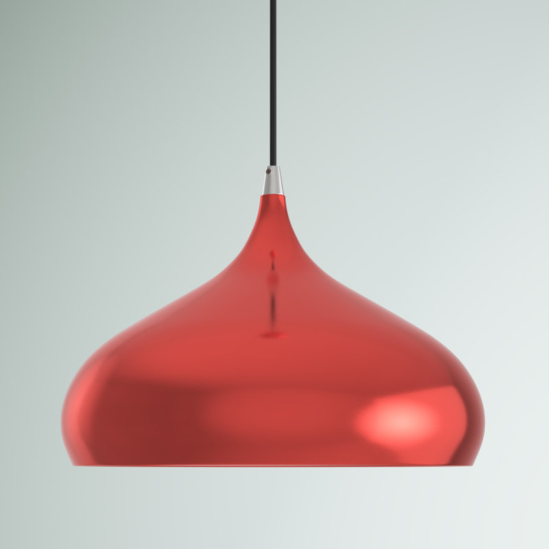 Luminaire suspendu en forme de goutte à 1 lumière Hutchcraft, Rouge luisant, H 17 po x l 15,75 po x P 15,75 po