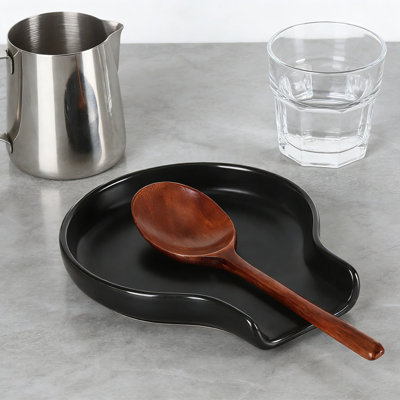 Grand porte-cuillère en céramique pour la surface de cuisson et le comptoir, porte-ustensiles de cuisine antiadhésif résistant à la chaleur avec un design stable, facile à nettoyer