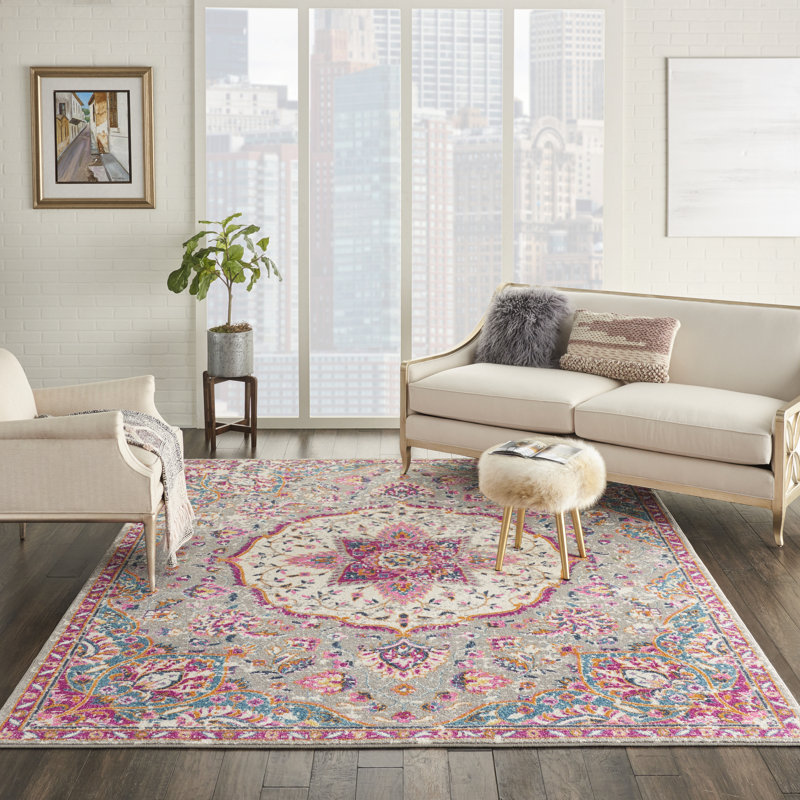 Passion Grey/Pink Rug, Rectangle 201 x 290cm
