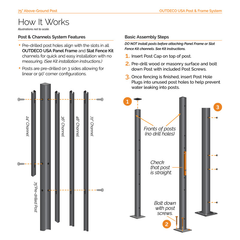 75 in. Black Galvanized Steel Fence Post with Welded Base Plate
