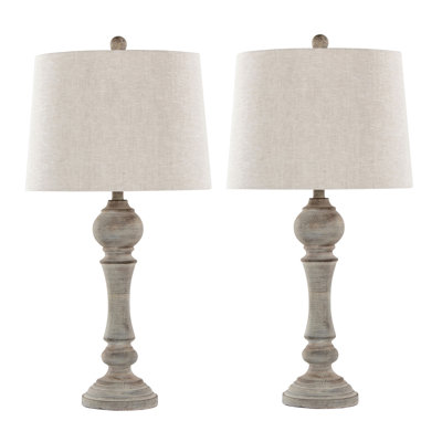 Winston 32" Farmhouse Poly Table Lamp with Light Grey Linen Shade from Grandview Gallery by LumiSource - Set of 2