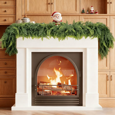 6 FT Christmas Cedar Garland Realistic Artificial Faux Pine Garland For Indoor Outdoor Fireplace Mantle Doorway Wreath Holiday Decor