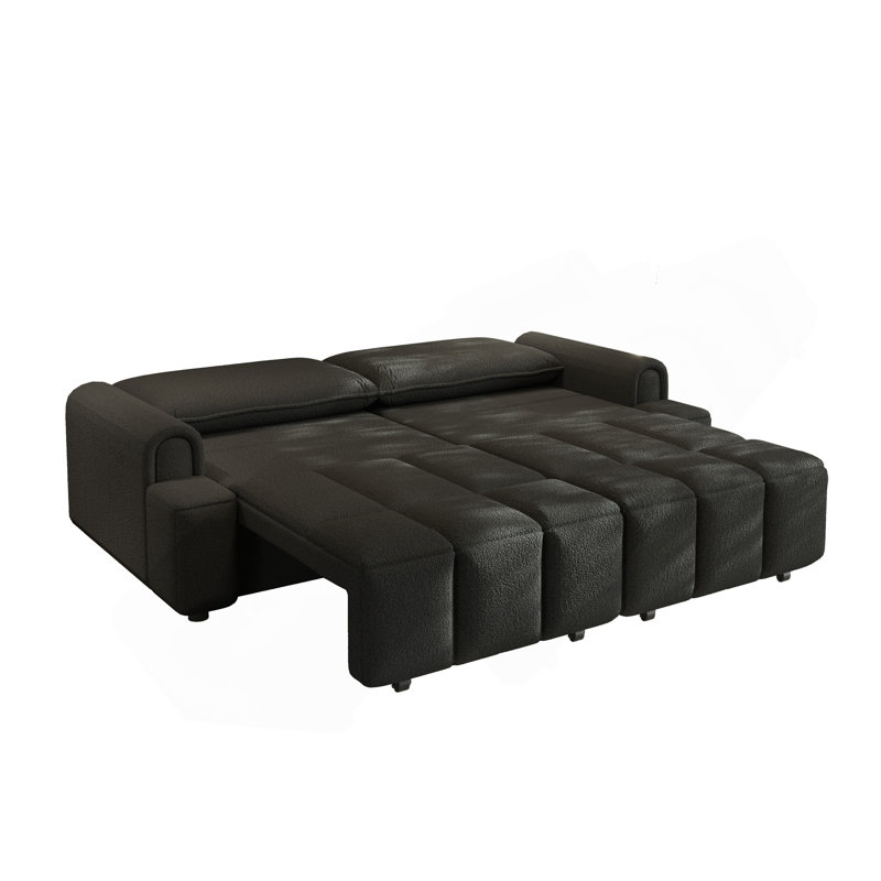 Canapé-lit 90,2 po 4 places en tissu Teddy, Noir