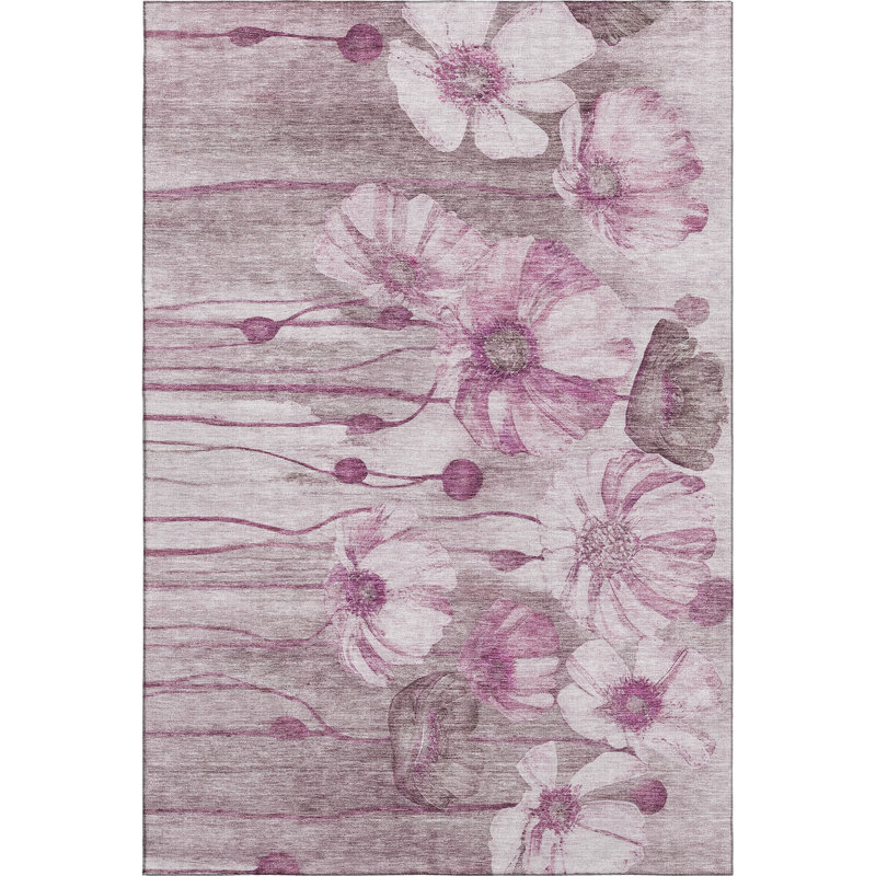 Premium Machine Washable Prisco Plum Rug, Rectangle 9' x 12'