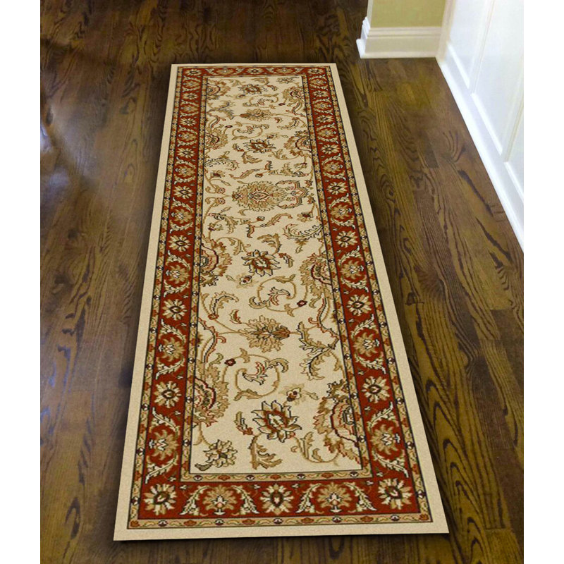Adrien Ivory/Red Area Rug, Runner 2'2" x 7'7"