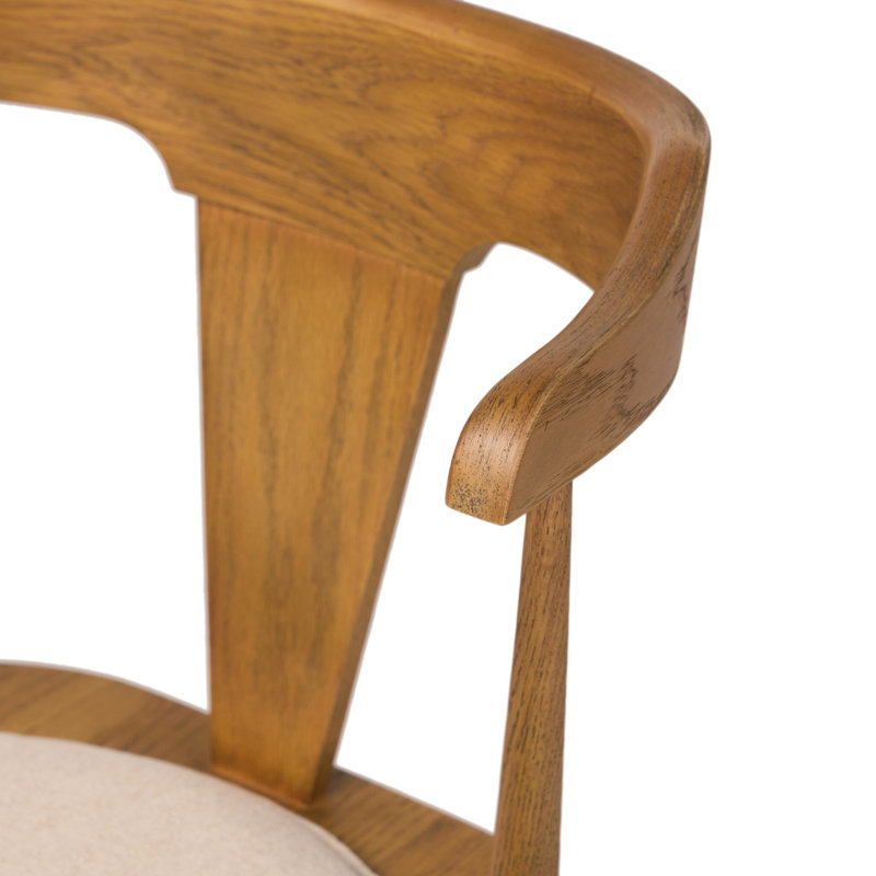 Garth Solid Wood Bar Stool, Bar Stool (29.94" Seat Height), Antwerp Natural/Linen Blend, Sandy Oak
