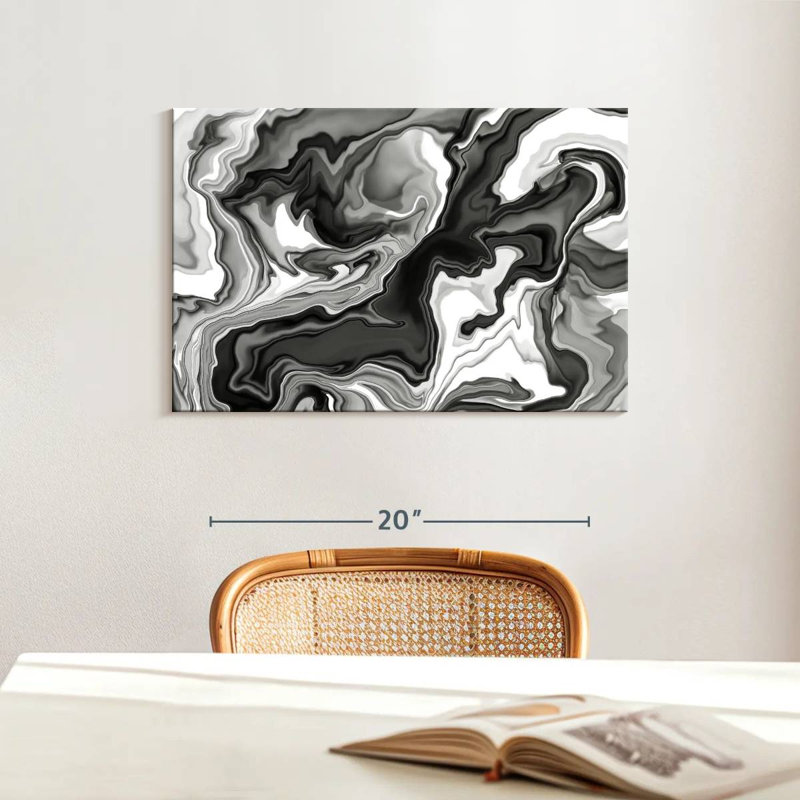 Marbre noir et blanc Avery, H 16 po x l 24 po